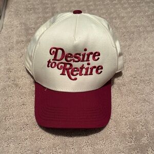 Cream and maroon Cap with Embroidered Text